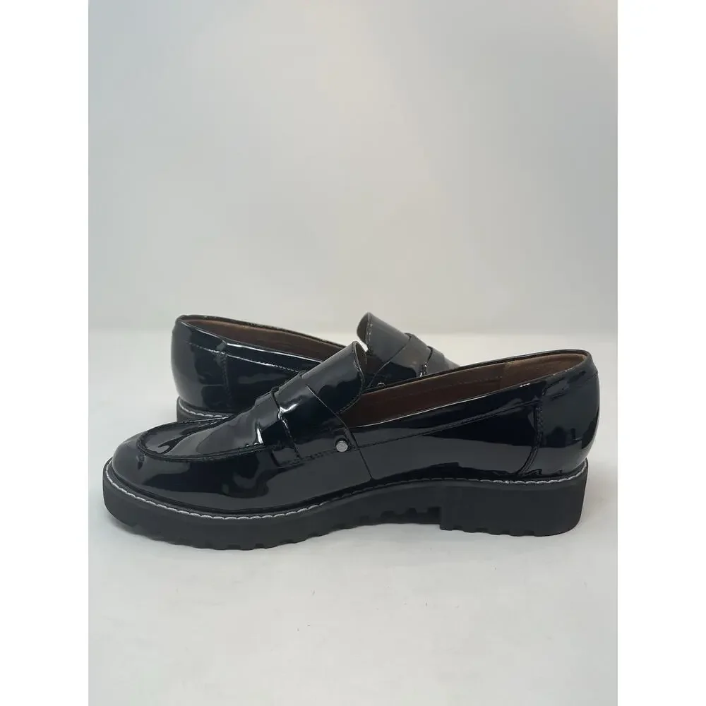 Franco Sarto Cassandra Penny Loafers with a Lug Sole‎ Patent Leather Size 10M